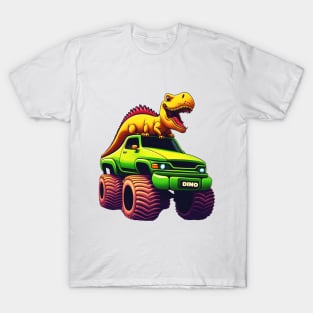 Dinosaurs on a monster truck T-Shirt